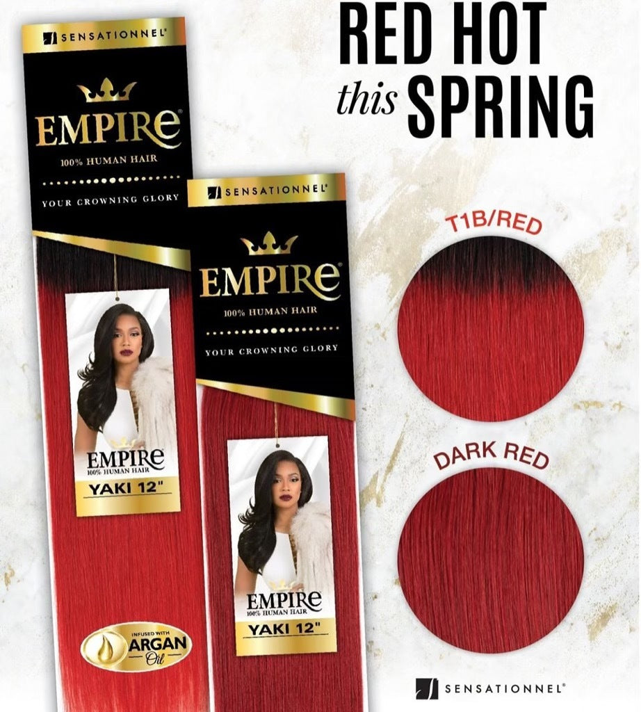 EMPIRE 100% HUMAN YAKI HAIR 12" #DARKRED