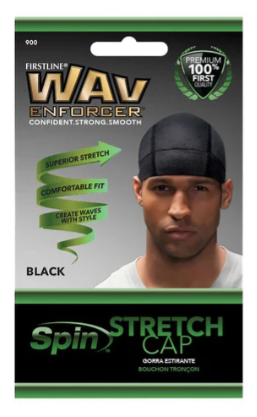 FIRSTLINE WAV ENFORCER SPIN STRETCH DO-RAG BLACK