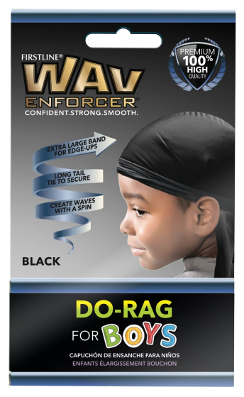 FIRSTLINE WAV ENFORCER DO-RAG FOR BOYS BLACK