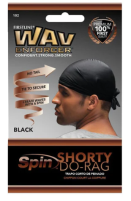 FIRSTLINE WAV ENFORCER SPIN SHORTY DO-RAG BLACK