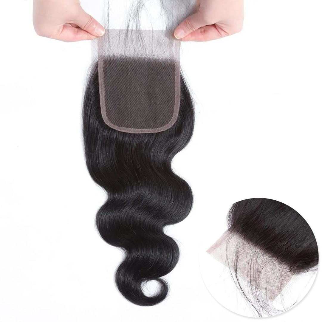 GLOSSY HD 4"X4" LACE CLOSURE 12" BODY WAVE NATURAL