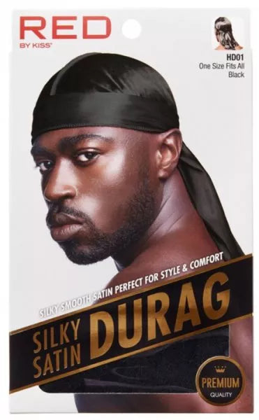 RED KISS SILKY SATIN DURAG BLACK