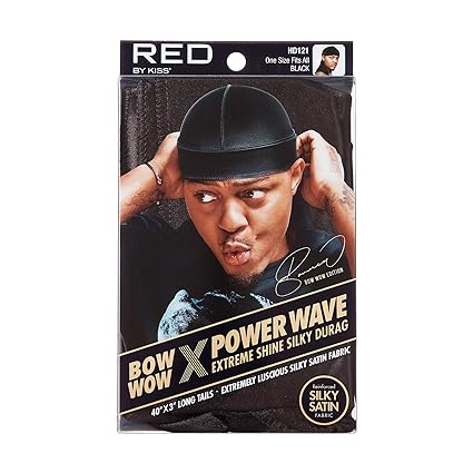 RED KISS BOW WOW X POWER WAVE DURAG SILKY BLACK