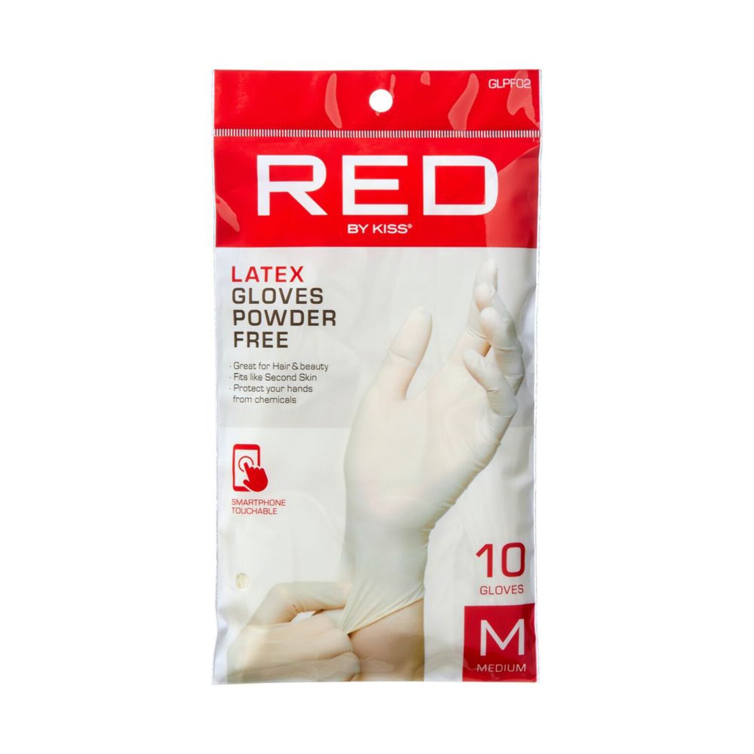 RED BY KISS LATEX GLOVES MEDIUM