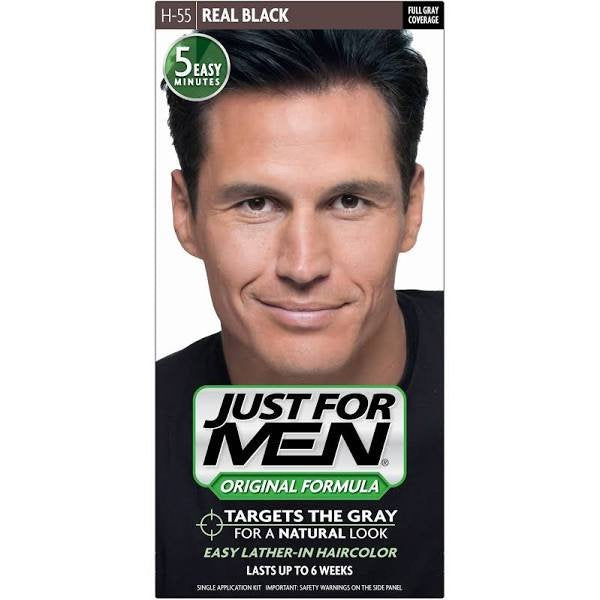 JUST FOR MEN DYE SHAMPOO-IN COLOR REAL BLACK H-55-Just For Men- Hive Beauty Supply