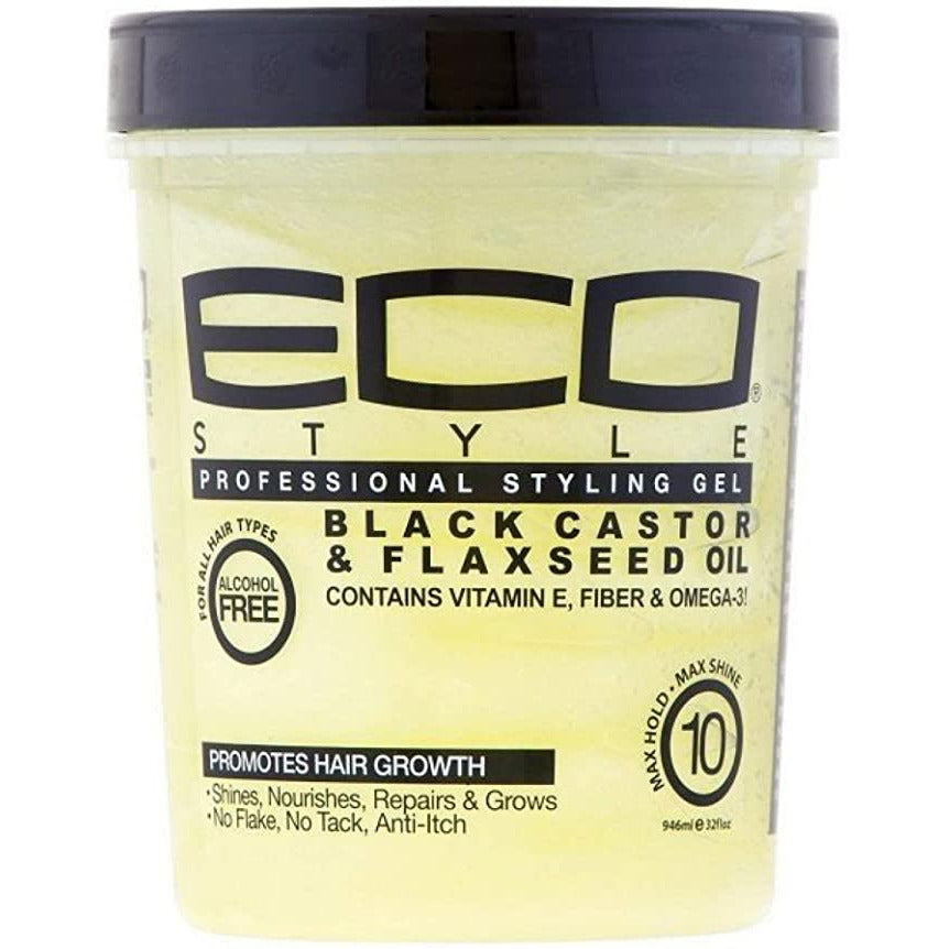 ECO STYLE GEL 32oz (Black Castor\ Flaxseed Oil) Firm 10-Eco Style- Hive Beauty Supply