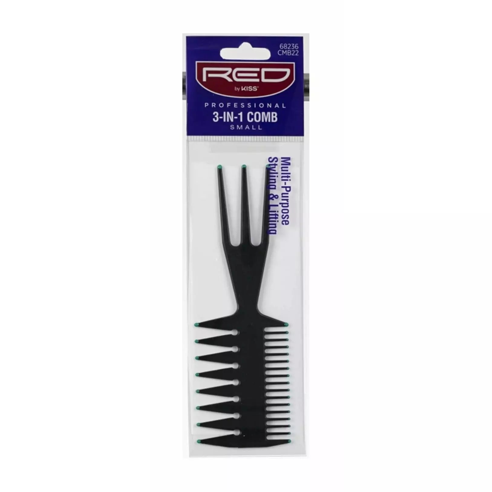 RED BY KISS PROFESSIONAL 3-IN-1 COMB #CMB22-RED- Hive Beauty Supply