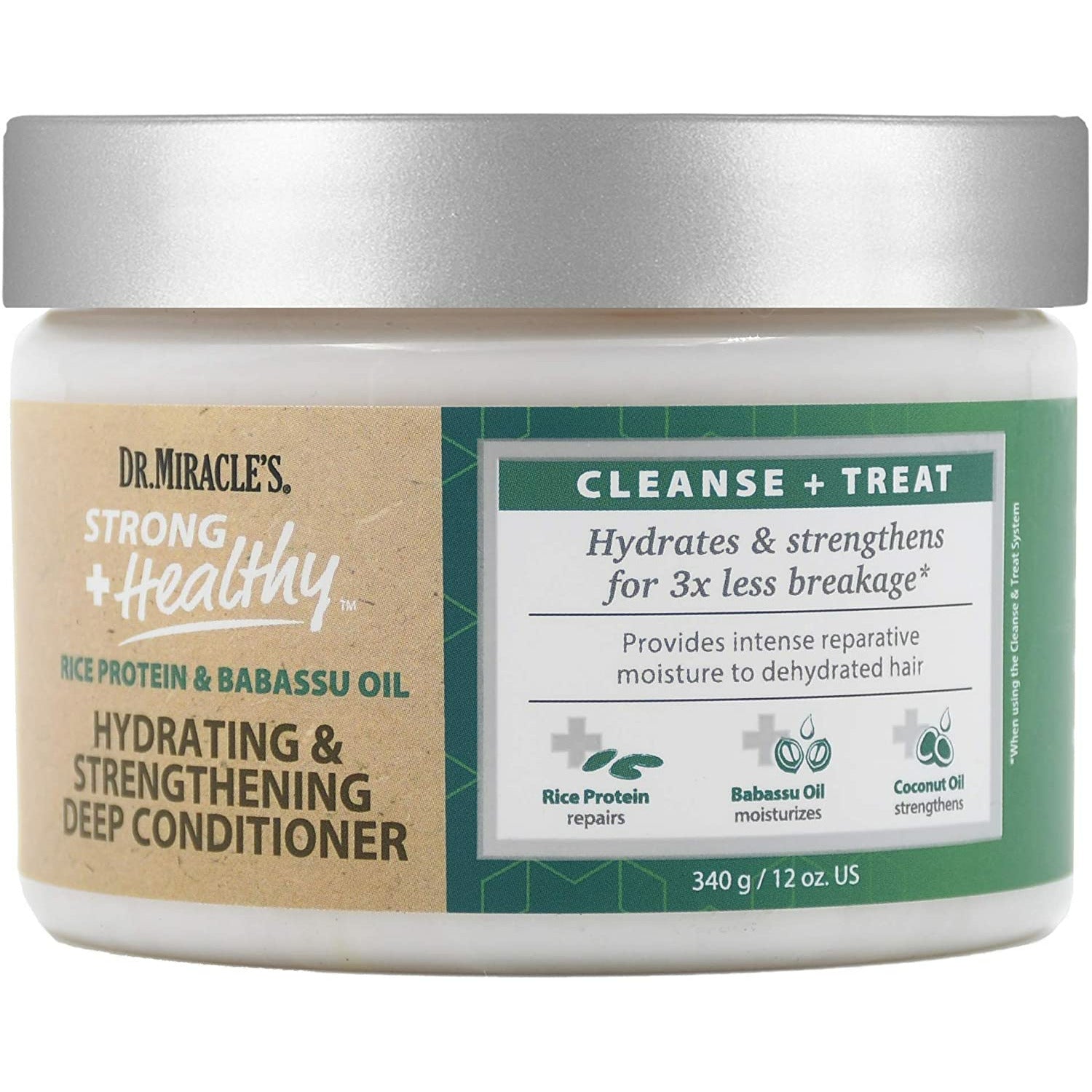 DR. MIRACLE'S STRONG +HEALTHY HYDR & STRE DEEP CONDITIONER 12oz-DR. MIRACLE'S- Hive Beauty Supply