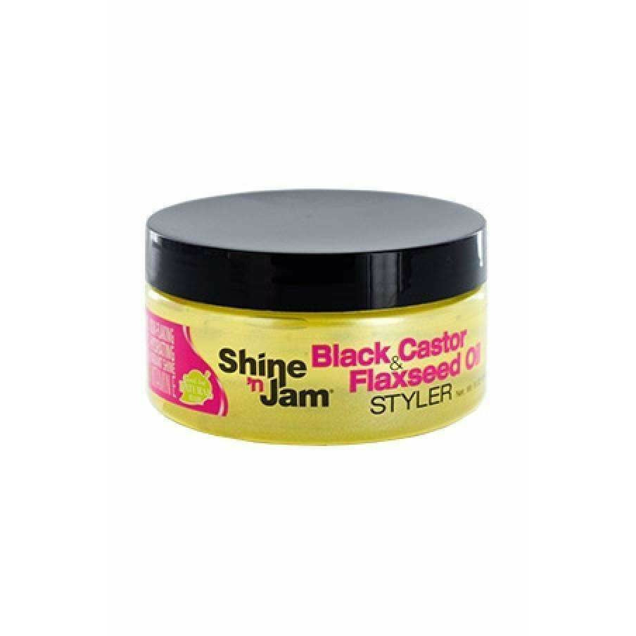 SHINE N' JAM BLACK CAS & FLAXSEED STYLER 8oz "AMP. "-Ampro- Hive Beauty Supply