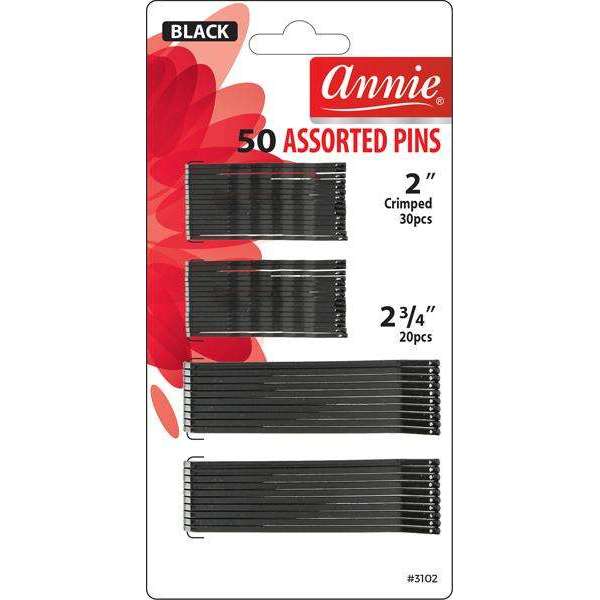 ANNIE ASSORTED BOBBY HAIR PINS BLACK 50CT-Annie- Hive Beauty Supply