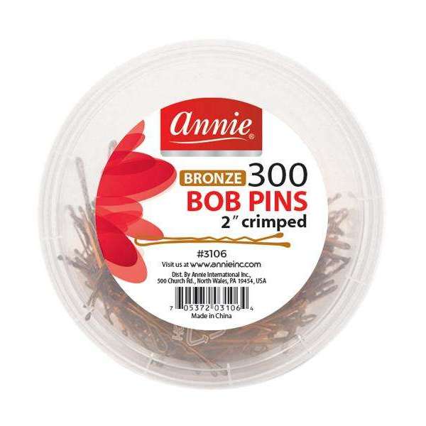 ANNIE BOB PINS BRONZE CRIMPED 300CT-Annie- Hive Beauty Supply