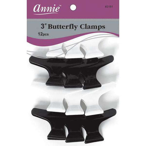 ANNIE BUTTERFLY CLAMPS 3" - 12CT-Annie- Hive Beauty Supply