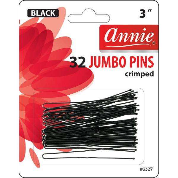 ANNIE 3" JUMBO CRIMPED PINS 32CT Black-Annie- Hive Beauty Supply