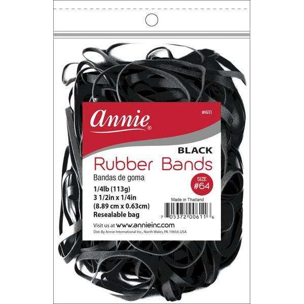 ANNIE RUBBER BANDS #64 BLACK-Annie- Hive Beauty Supply