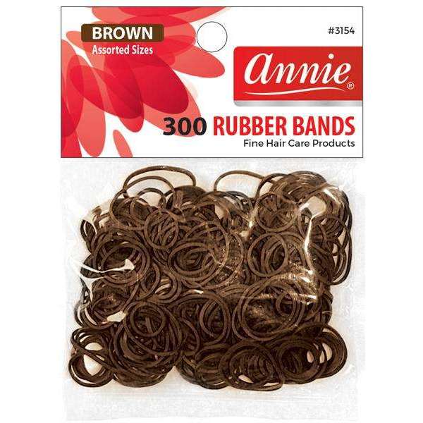 ANNIE RUBBER BANDS 300pcs BROWN ASST SIZE-Annie- Hive Beauty Supply