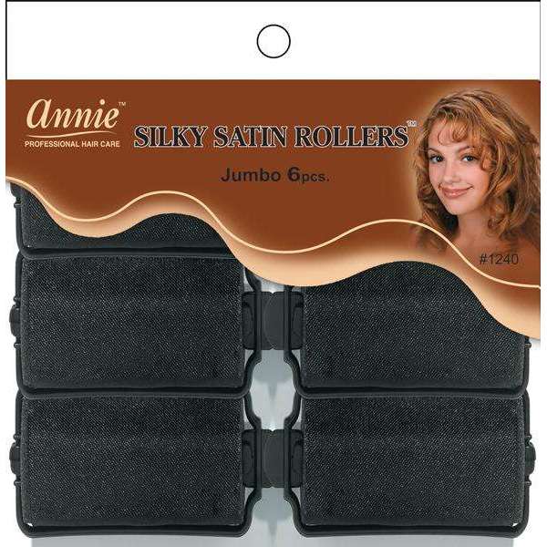 Annie Silky Satin Rollers Jumbo 6pcs #1240-Annie- Hive Beauty Supply