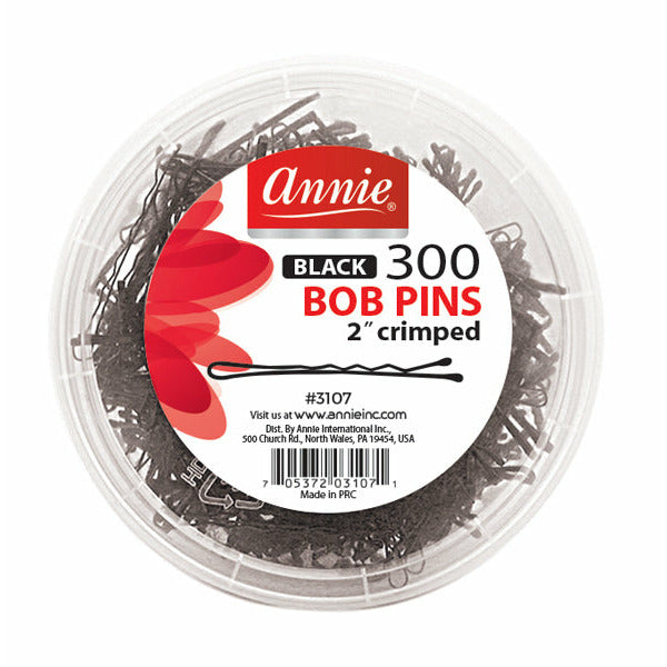 ANNIE BOB PINS BLACK CRIMPED 300CT-Annie- Hive Beauty Supply